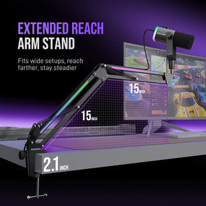 ไมโครโฟน <span class=keywords><strong>FIFINE</strong></span> AM8 PROT แบบไดนามิก RGB ควบคุมได้ ชุดไมโครโฟนแบบ <span class=keywords><strong>XLR</strong></span>/USB พร้อมขาตั้ง 3-in-1 ปุ่มปรับดิจิตอล สำหรับพอดแคสติ้งและเล่นเกมบนพีซี - Product Image 4