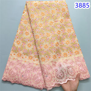 Tissus en Dentelle <span class=keywords><strong>de</strong></span> Coton Africain 2024, Tissu en Voile <span class=keywords><strong>Suisse</strong></span> <span class=keywords><strong>de</strong></span> Haute Qualité avec Pierres, Tissu en Dentelle du Nigeria pour Robe 3885 - Product Image 3