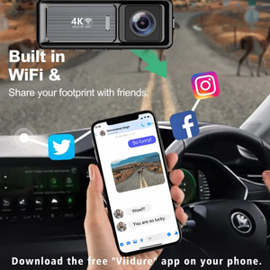 Chất lượng cao Dashcam ống kính kép lái xe ghi âm 4K xe DVR Wifi xe hộp đen với WDR vòng lặp ghi âm <span class=keywords><strong>Dash</strong></span> máy ảnh cho xe - Product Image 3