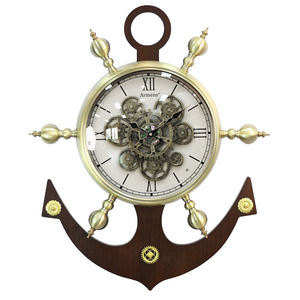 Armen's Anchor Wall <b>Clock</b> Quartz <b>Battery</b> Powered Wooden Design Silent Home Decor - Product Image 1