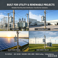 Transformateur monophasé monté sur poteau Tinda 10 kVA, 10 kV, entièrement en aluminium