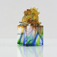 LiuLi — Statue de Dragon chinois en cristal, artisanal, en verre, couleur personnalisable, Style chinois, cadeau Feng Shui, 10 pièces