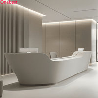 Comptoir d'accueil en pierre artificielle avec éclairage LED pour studio de fitness, design élégant, comptoir d'information pour salle de sport