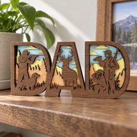 Décoration en bois découpée au laser à 4 couches avec inscription « DAD », thème chasse, pour la fête des Pères, à poser sur table ou étagère, décoration intérieure