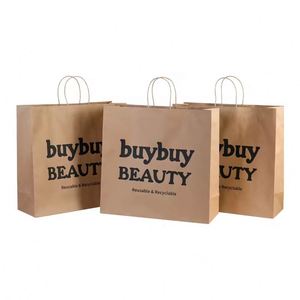 Factory Price Recyclable Brown Kraft Paper Ziplock Bags with Custom Private Logo for Supermarket Use Food Gift Tote Shopping - Product Image 1