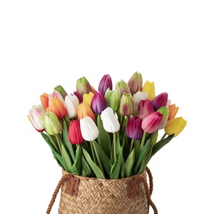 Bouquet de tulipes CallaFloral, fleurs artificielles, décoration de mariage et de maison, branche unique, matériau PU, multicolore - Product Image 5