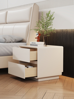 Nueva Mesita de Noche Moderna Minimalista Estilo Crema, Totalmente de Madera Maciza con Cajón