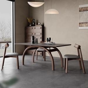 Tavolo da Pranzo in <span class=keywords><strong>Legno</strong></span> Massello con Piano in Pietra, Design Moderno e Minimalista, Colore <span class=keywords><strong>Noce</strong></span>, Grigio Italiano, Rettangolare - Product Image 3