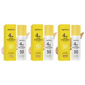 Protector Solar Humectante <span class=keywords><strong>con</strong></span> <span class=keywords><strong>Color</strong></span> 4 en 1, Unifica el Tono de la <span class=keywords><strong>Piel</strong></span>, Aumenta la Luminosidad, SPF 50, Protección UV, <span class=keywords><strong>Crema</strong></span> Base <span class=keywords><strong>Hidratante</strong></span> - Product Image 2