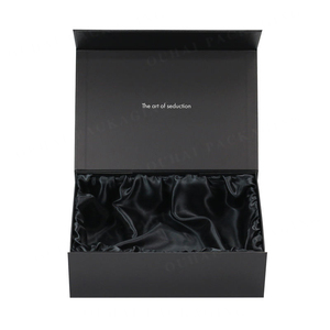 Tampa magnética de luxo personalizada Fechado Black Satin Insert Forrado Rígida Caixa De Presente Embalagem Com Cetim Dentro Embalagem