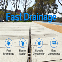 Caniveau de drainage en forme de U personnalisé, résistant à la corrosion, en acier inoxydable linéaire pour surfaces extérieures