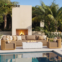 Ensemble de meubles d'extérieur en teck moderne de luxe pour patio, jardin, cour, balcon, sièges imperméables, canapé de jardin en bois