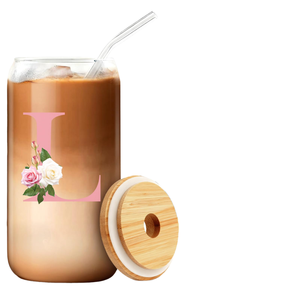 Mug en verre cristallin avec couvercle et paille, réutilisable, anti-fuite, compatible lave-vaisselle, pour café glacé, thé, boissons froides, maison et café - Product Image 1