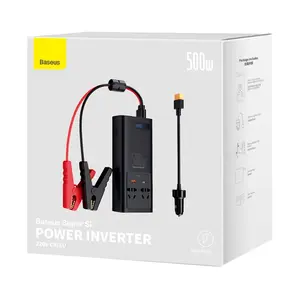 Baseus Inverter Daya Mobil 500W, Inverter Mobil DC 12V Ke AC 220V Tampilan Digital Pengisian Daya Otomatis USB Tipe C Cepat untuk Adaptor Daya Mobil