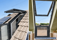 Fenêtre de balcon en aluminium inclinée verticale avec auvent électrique, châssis à bascule manuel, verre isolant Low-E