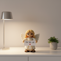 Poupée ange au crochet faite à la main avec carte inspirante « Dieu t'aime », cadeaux religieux chrétiens pour souvenir de baptême, décoration mignonne