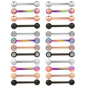 2 Piezas 14G Sexy Piercings de Barra con Cristal Colgante para Pezón, Transparentes y Coloridos, Joyería Corporal para Mujer - Product Image 1