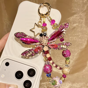 Llavero de Aleación Brillante de Lujo con Libélula y Estrella - Colgante Vibrante Rosa Dorado para Teléfono/Llavero - Regalo Glamuroso para Mujeres - Product Image 6