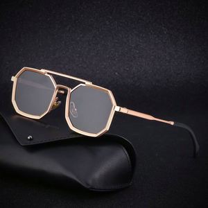 Gafas de Sol Cuadradas Steampunk Vintage de Lujo con Logotipo Personalizado, Gafas de Sol Punk Metálicas Poligonales para Mujer - Product Image 2