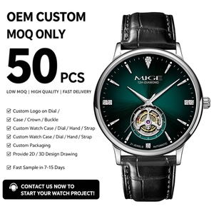 Montre automatique pour homme minimaliste Miyota OEM à faible MOQ avec logo personnalisé, en acier inoxydable, cadran ajouré, mouvement mécanique et bracelet en cuir véritable - Product Image 1
