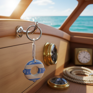 Portachiavi Mini Salvagente a Strisce Blu e Bianche Design Nautico - Product Image 3