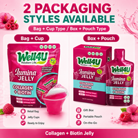 Bâtonnets de gelée de collagène à la framboise acidulée et sucrée, infusés à l'hibiscus, en pack, collation saine, prêt à la vente au détail pour les fournisseurs