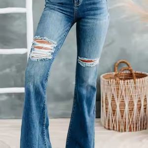 Jeans de Pierna Recta Personalizables OEM, Corte Ajustado, Estilo Vintage, Transpirables, Casuales, de Mezclilla, para Mujer - Product Image 5