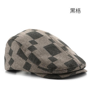 Béret Unisexe Quatre Saisons Style Rétro Britannique à Carreaux Imprimés en Coton Chaud Respirant et Ajustable, Style <span class=keywords><strong>Peintre</strong></span> Coréen Japonais - Product Image 6