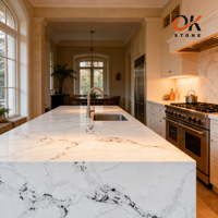 Planche en quartz artificiel blanc sur mesure pour comptoirs de cuisine et coiffeuses