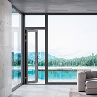 Porte en aluminium à double vitrage moderne personnalisée, isolation thermique, insonorisation, porte à battants pour villa et appartement, résistante à la corrosion
