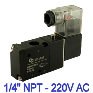 PLC 1/4" นิ้ว 3 ทาง 2 ตำแหน่ง ควบคุมทิศทาง เหมาะสำหรับโซลินอยด์ 220v AC สำหรับใช้ในอุตสาหกรรม - Product Image 1