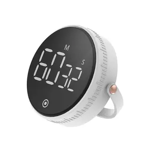 EMAF Round Rotary Setting Digital Kitchen Timer Strong Magnetic Countup Countdown Timer Volume Adjustable Timer For Seniors Kids