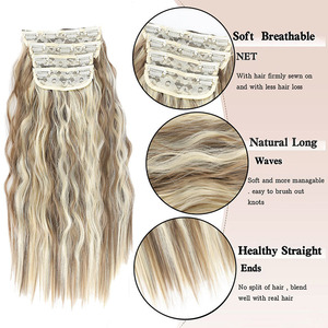 Peluca con Clip para mujer, conjunto de cuatro piezas extensibles, máquina de densidad 180%, doble trama, ondulación de agua, simulación Natural, rizado esponjoso - Product Image 2