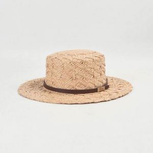 Leather Buckle Flat Top Raffia Custom <b>Straw</b> Boater <b>Hat</b> Women <b>Summer</b> Wide Brim Sunshade Sunblock Beach Holiday <b>Straw</b> Boater <b>Hat</b> - Product Image 3