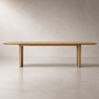 Ensemble de table à manger rectangulaire extensible en chêne minimaliste bio avec pieds en dalle et chaises en lin pour hôtels de charme et résidences