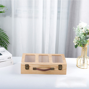 Caja de almacenamiento de miel de madera rectangular de pino con cerradura y ventanas de vidrio para envasado de alimentos - Product Image 1
