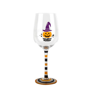 Ensemble de verres à vin festifs peints à <span class=keywords><strong>la</strong></span> main pour Halloween, gobelets tête de mort du Jour des Morts, verres à pied rayés personnalisés, cadeau - Product Image 2