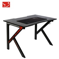 Bureau de jeu extensible en métal, table PC de bureau avec surface en bois, design moderne et simple, 110x60x75cm - Vente Flash