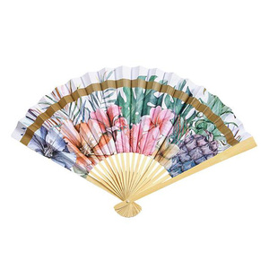Abanico de Mano de Bambú con Diseño Elegante de 33 cm (13 Pulgadas), Económico, con Mango de Bambú, Impresión en Seda Blanca, para Festivales, Novias, Bodas <span class=keywords><strong>y</strong></span> Fiestas, con Logotipo Personalizado - Product Image 1