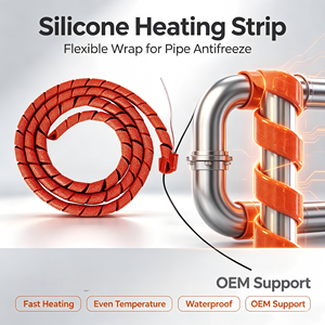 Bande chauffante en silicone sur mesure pour le chauffage de lignes de pétrole et de gaz, chauffage flexible enveloppant pour tuyaux - Product Image 6