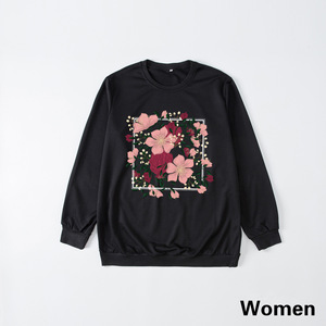 Personnalisé automne correspondant famille chemise grande fleur imprimé sweat-shirt maman <span class=keywords><strong>papa</strong></span> et moi vêtements privé impression Logo vêtements - Product Image 5