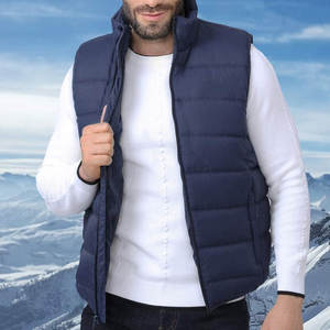 Veste matelassée en toile sans manches pour homme personnalisable, décontractée d'hiver, col montant, séchage rapide et respirante - Product Image 6