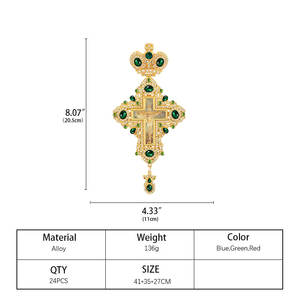 Kalung Salib Ortodoks untuk Baptisan, Salib Pectoral, Hadiah Suvenir Buatan Pabrik, Berbahan Paduan Logam, Geometris, Berlapis Glaze Multiwarna - Product Image 2