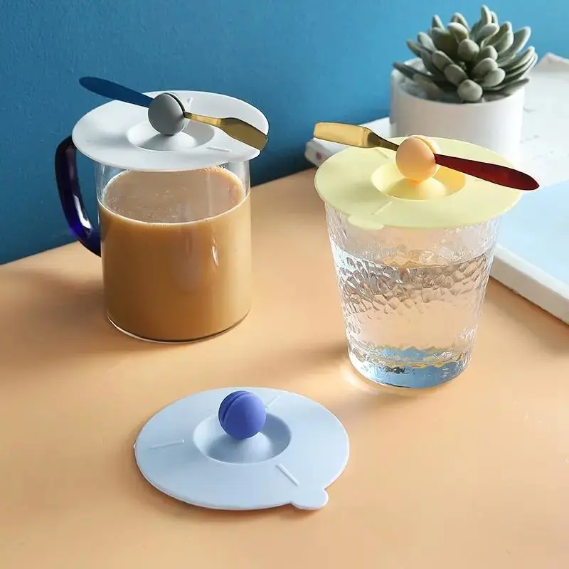 Selo hermético de silicone reutilizável, copo de chá com tampa