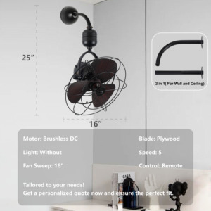 Wand-und Decken halterung 2 in 1 oszillieren der Eck-Decken ventilator mit oder ohne Käfig - Product Image 2
