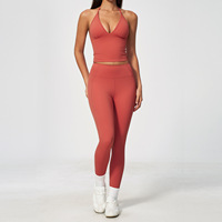 Nouvel Arrivage Ensemble de Yoga pour Femme Dos Nu à Bretelles Croisées, Soutien Antichoc, Haute Élasticité, Effet Ventre Plat et Remonte-Fesses, Tenue de Sport