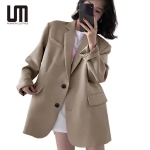 Liu Ming Wholesale Price 2024 Spring Autumn New Casual Women Solid Color Single Button Plus Size Suits Mid Length Chic Blazers
