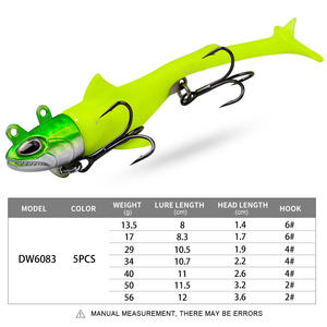 Têtes de leurres souples en tungstène de plusieurs tailles, corps en silicone noir, leurres souples type <span class=keywords><strong>minnow</strong></span>, hameçons triples, leurres de pêche souples - Product Image 3