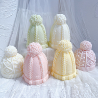 Moldes de silicona para velas de cera de soja con forma de gorro navideño de punto (gorro de Papá Noel), para decoración del hogar en Nochebuena, y molde de silicona para pasteles con forma de gorro de invierno.