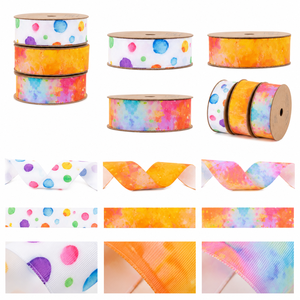 Cinta con Estampado de Salpicaduras de Acuarela Naranja, Cinta con Estilo Tie Dye Degradado para Decoración de Celebraciones de Cumpleaños - Product Image 6
